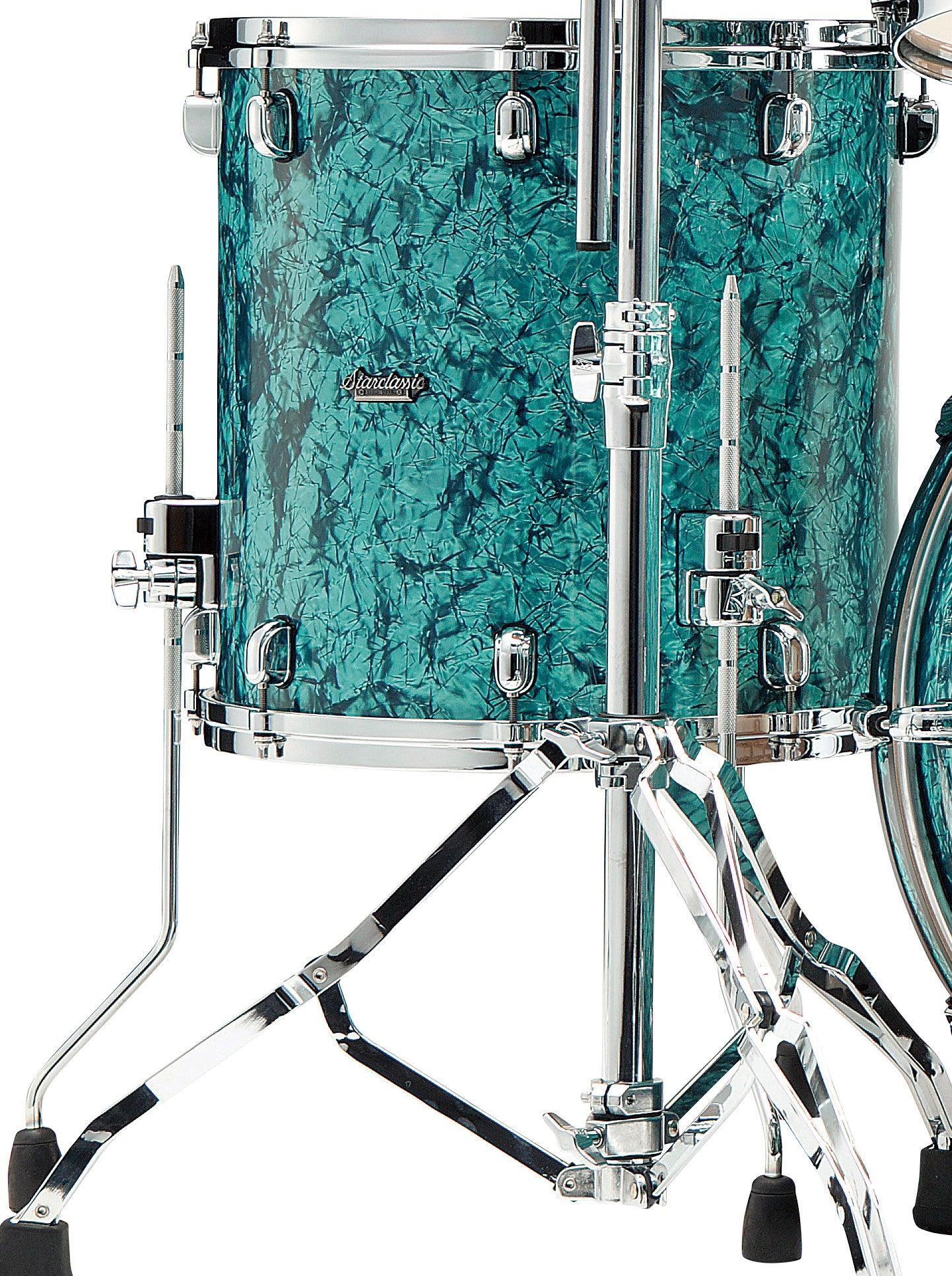 TAMA Starclassic Maple Duracover Wrap Floor Tom 16" x 16" - Turquoise Pearl/Chrom HW