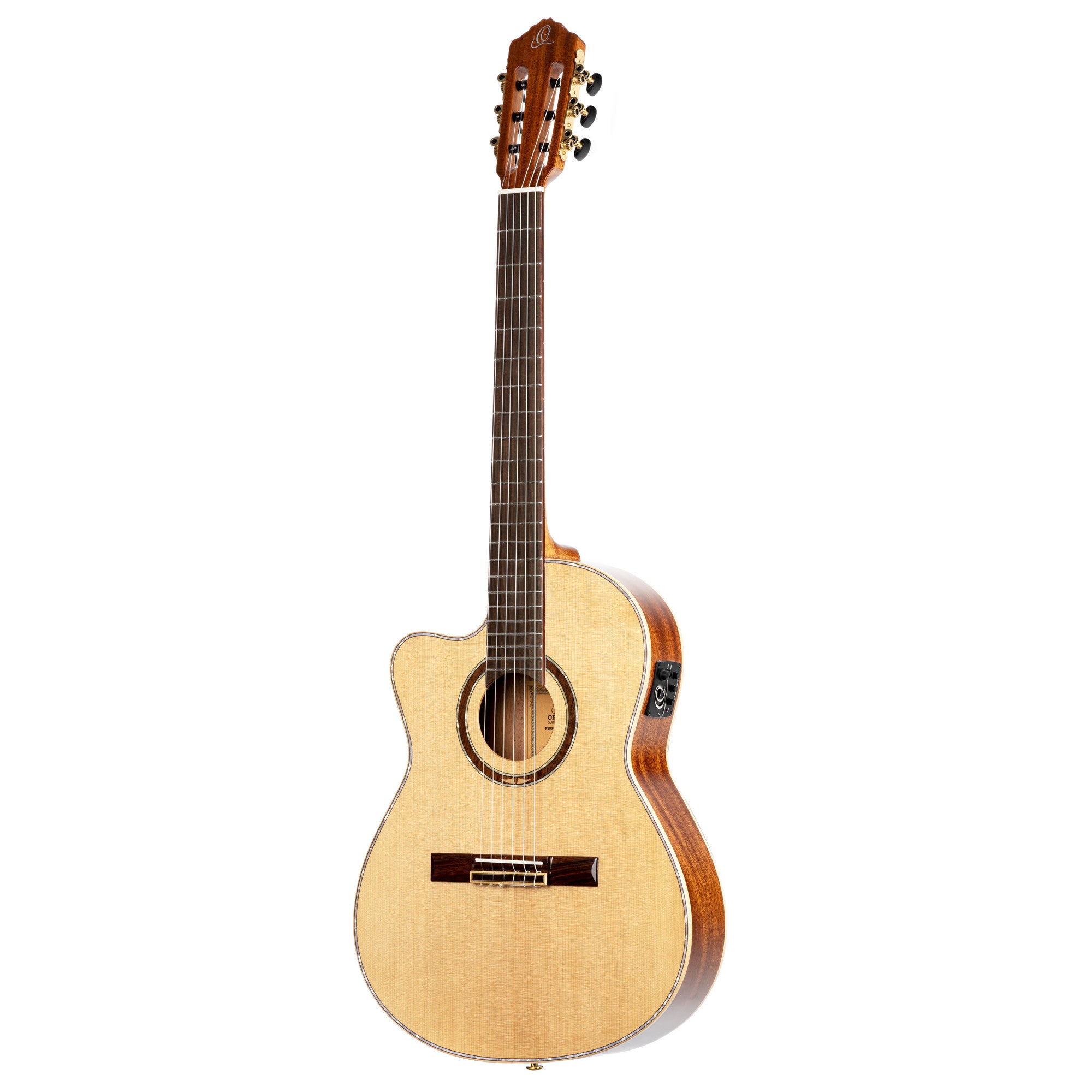 ORTEGA Performer Series 4/4 Thinline Konzertgitarre 6-String Lefty - Natural + Gigbag