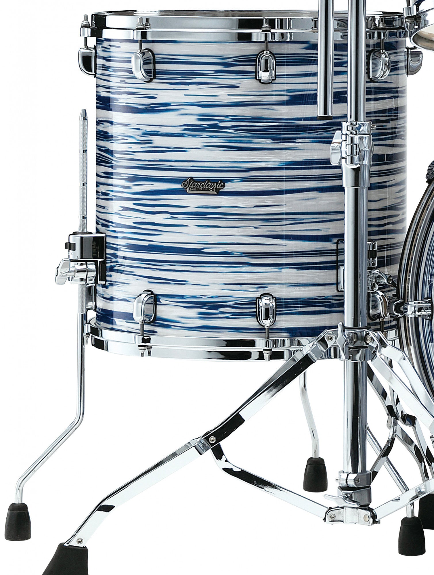 TAMA Starclassic Maple Duracover Wrap Floor Tom 14" x 14" - Blue & White Oyster/Chrom HW