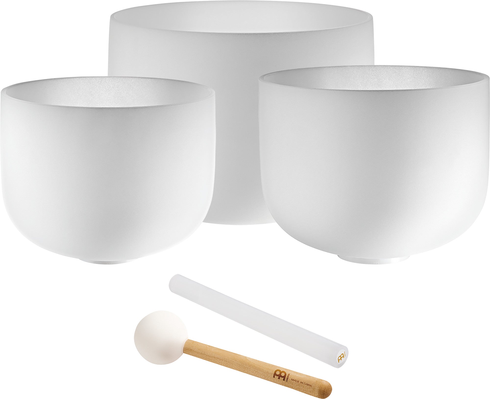 MEINL Sonic Energy Weiß-mattierte Kristallklangschalen Set 3 teilig - A4/F4/C4/432 Hz