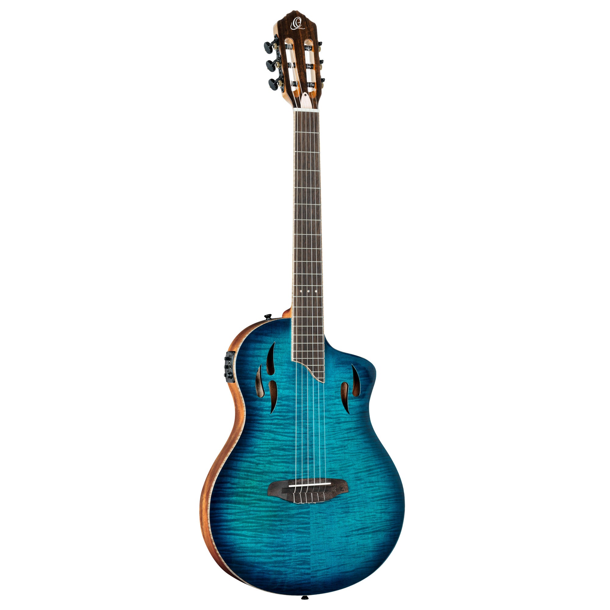 ORTEGA TourPlayer DeLuxe Nylon String Gitarre 6-String - Flamed Maple Blue + Gigbag