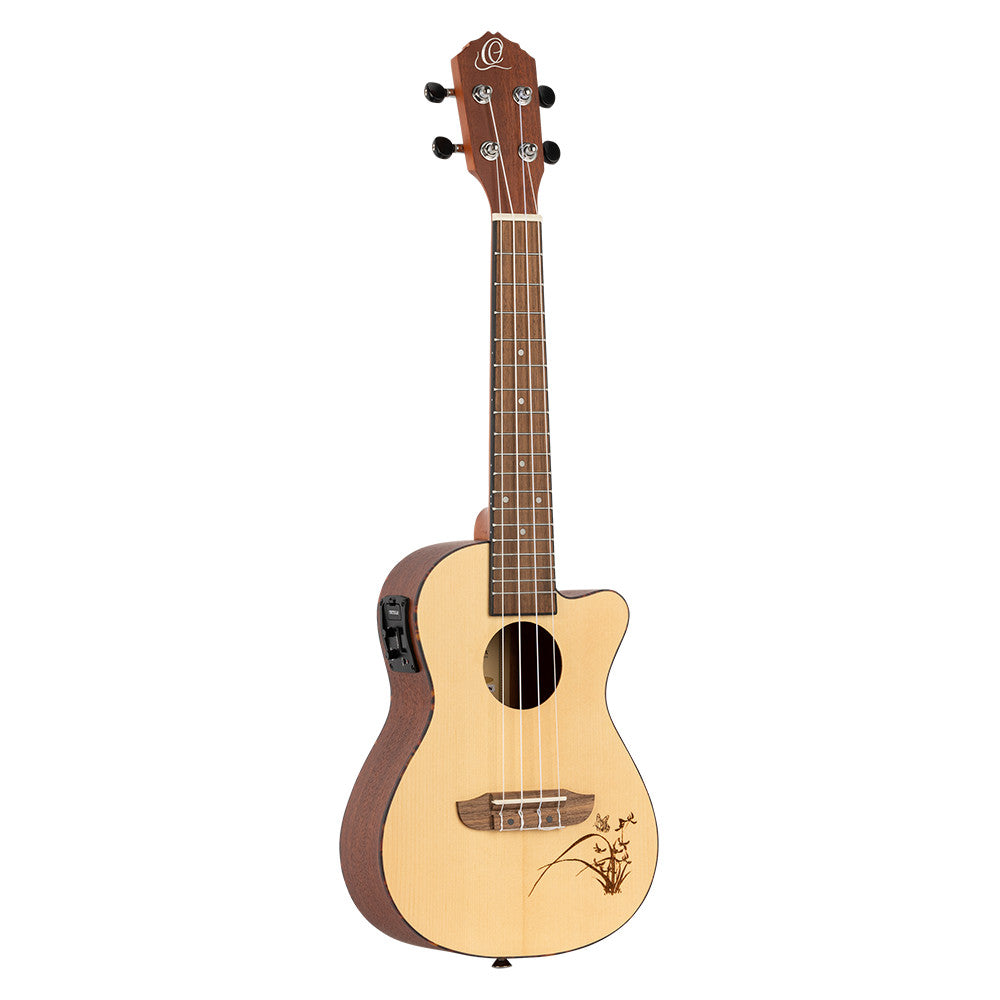ORTEGA Bonfire Serie Konzert Preamp Ukulele 4 String - Fichte/Sapele Natur