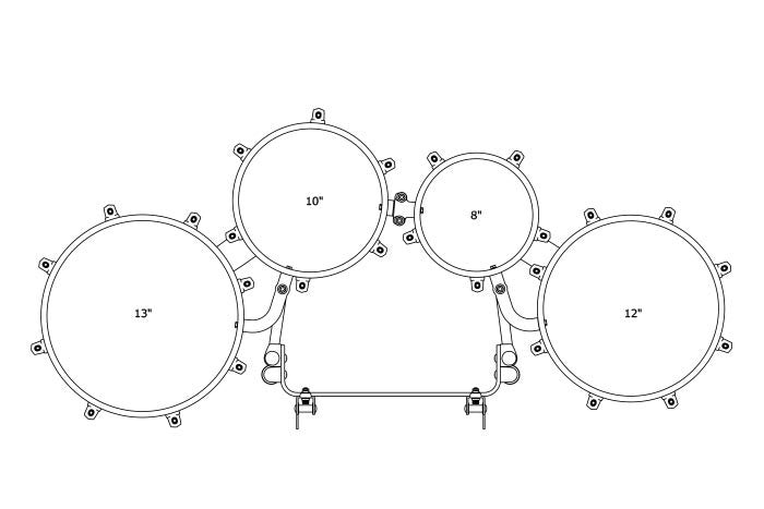 TAMA Fieldstar Rudiment Marching Tenor Drum small quad 8" / 10" / 12" / 13" - Satin Black/Chrom HW