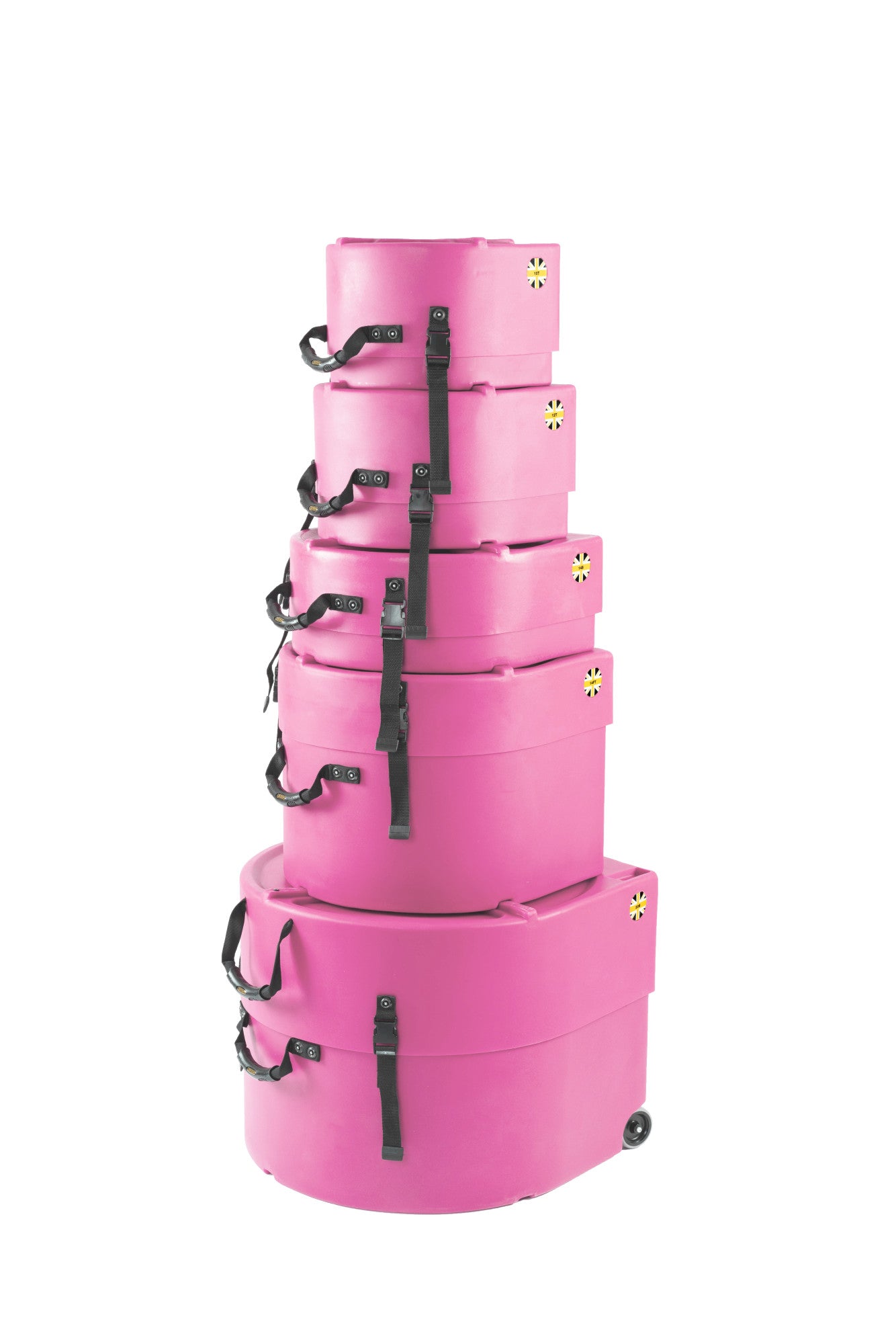 HARDCASE Standard Case Set - 22“ Bass Drum, 12“ Tom, 13“ Tom, 16“ Floor Tom, 14“ Snare Drum - Pink / komplett gepolstert