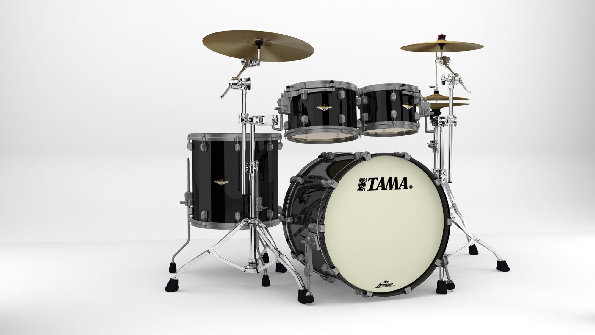 TAMA Starclassic Maple Lacquer Shell Kit 4 teilig -  Piano Black/Smoked Black Nickel HW