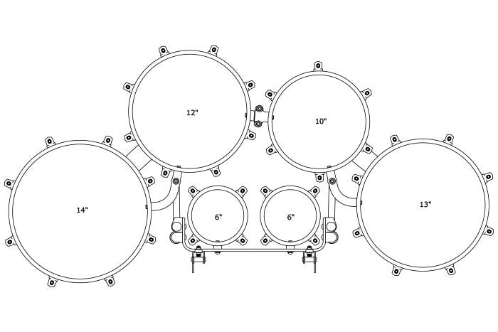 TAMA Fieldstar Rudiment Marching Tenor Drum large sextet 6" / 6" / 10" / 12" / 13" / 14" - Sugar White/Chrom HW