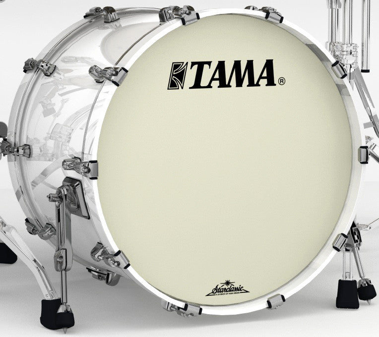 TAMA Starclassic Maple Lacquer Bass Drum 20" x 16" - Piano White/Black Nickel HW/mit Tom Halter