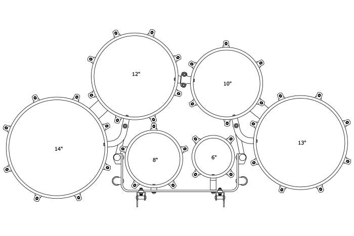 TAMA Fieldstar Rudiment Marching Tenor Drum large sextet (Corps-Depth) 6" / 8" / 10" / 12" / 13" / 14" - Transparent Black Fade/Chrom HW