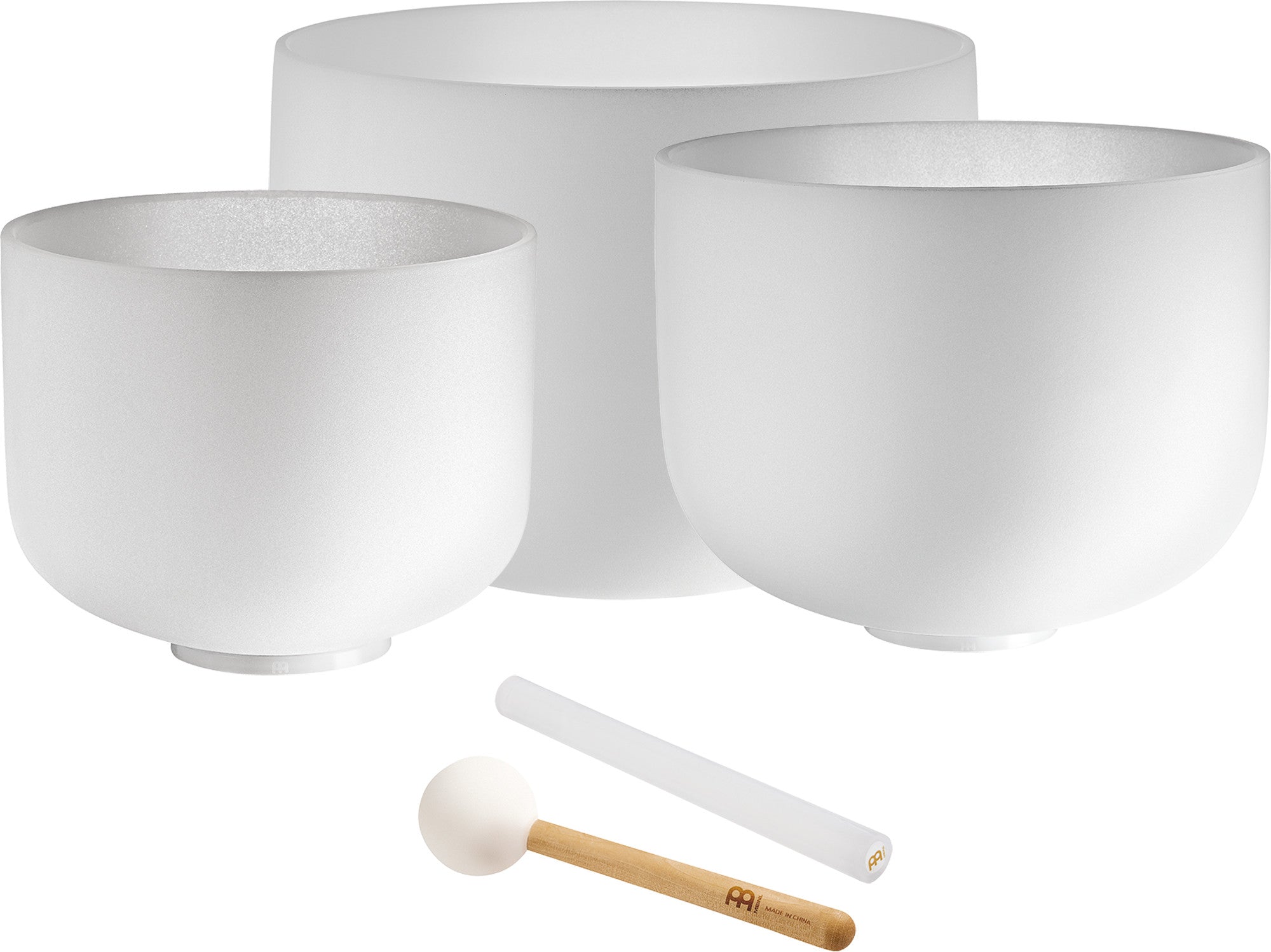 MEINL Sonic Energy Weiß-mattierte Kristallklangschalen Set 3 teilig - G4/E4/C4/432 Hz