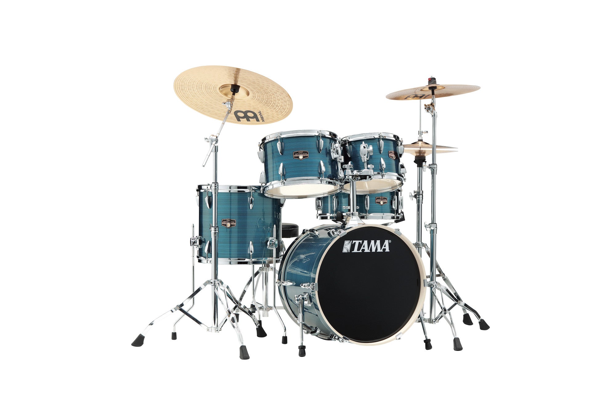 TAMA Imperialstar Drum Set 5 teilig - Hairline Blue/Chrom HW + MEINL Cymbals HCS Cymbal Kit/Stage Master Double-Braced Hardware Kit