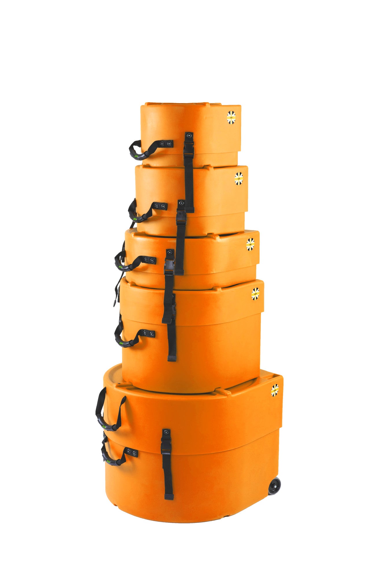 HARDCASE Rock/Fusion Case Set - 22“ Bass Drum, 10“ Tom, 12“ Tom, 16“ Floor Tom, 14“ Snare Drum - Orange / Schaumstoffpads