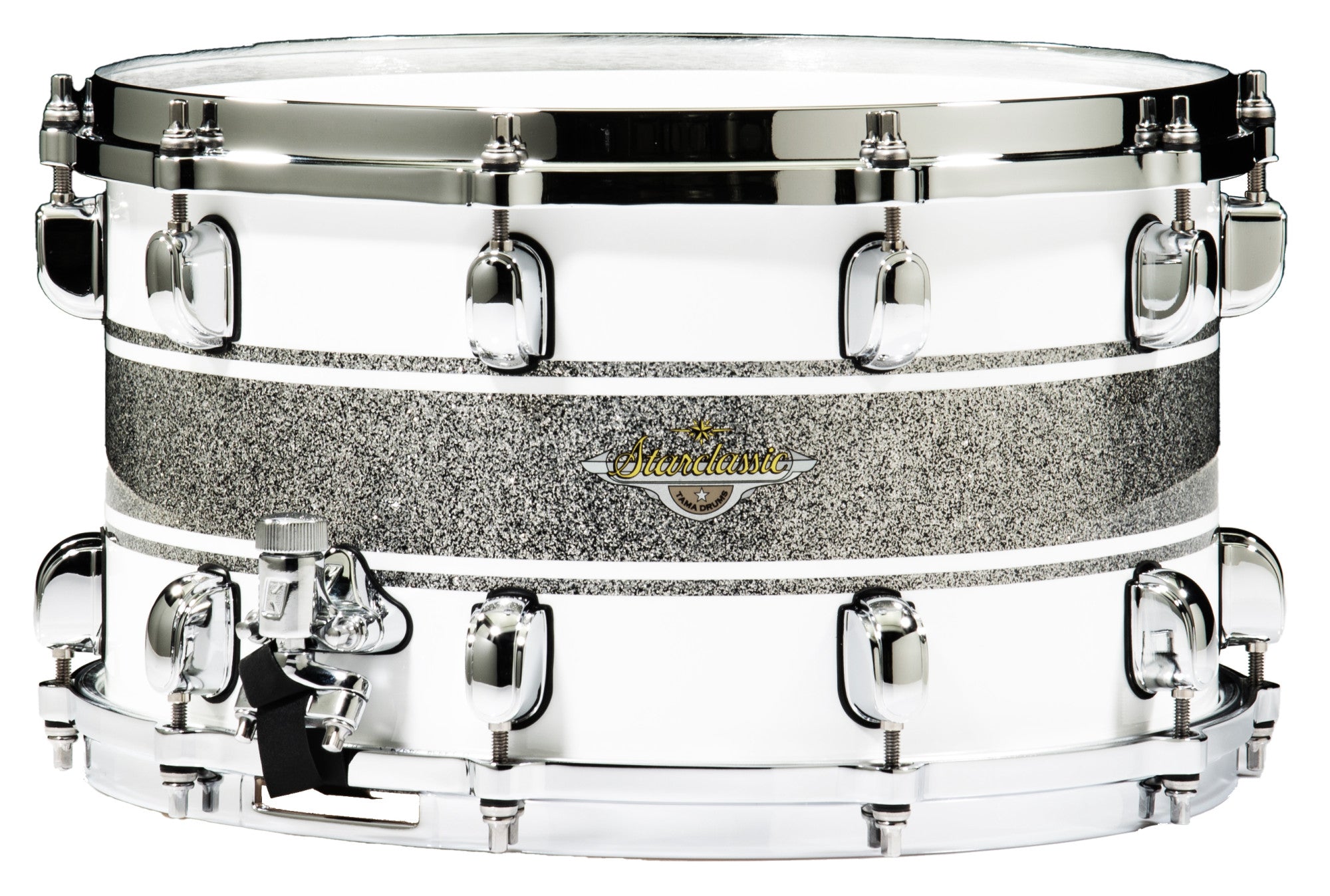 TAMA Starclassic Maple Snaredrum - 13" x 6" Silver Snow Racing Stripe/Chrom HW