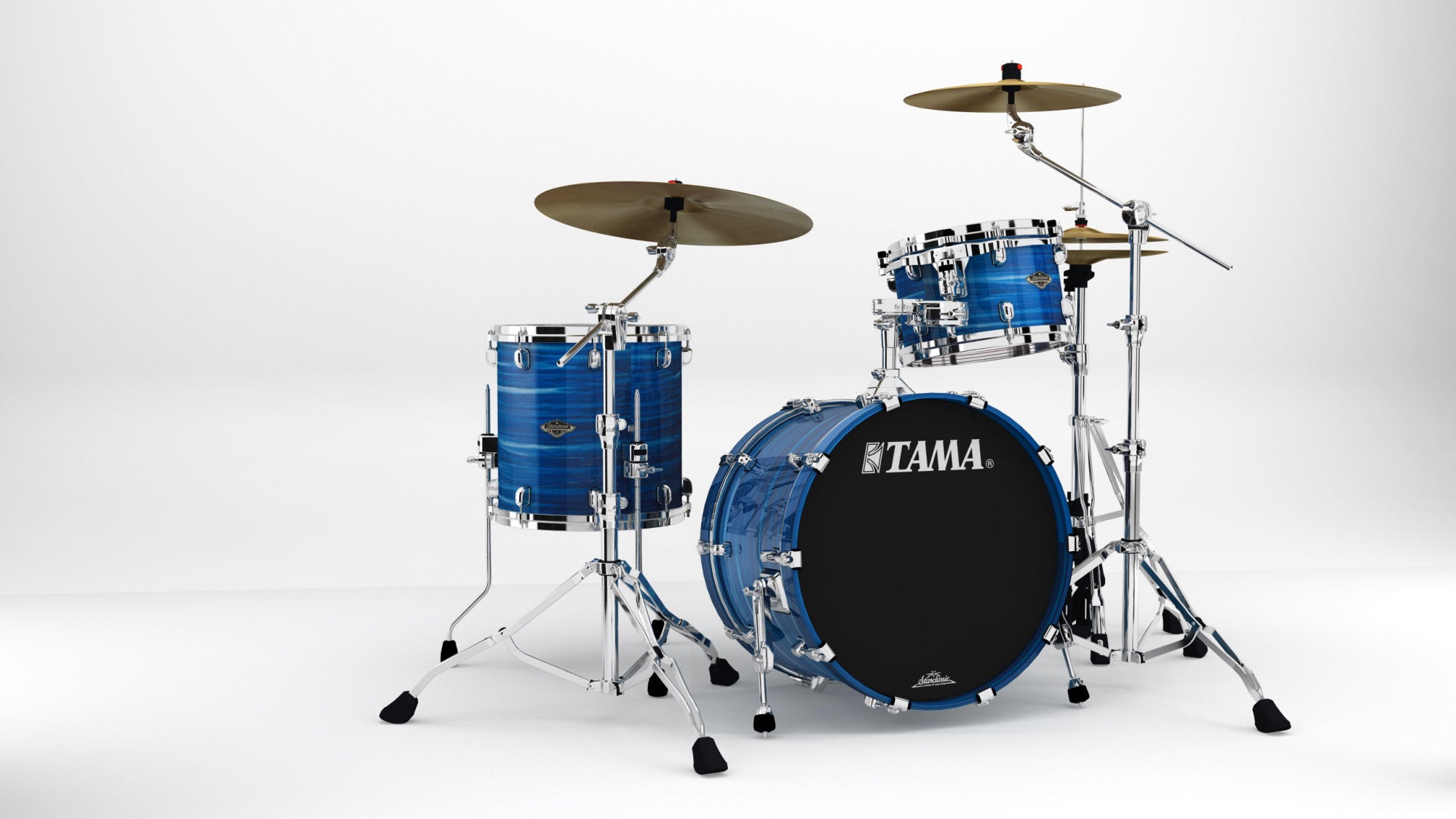 TAMA Starclassic Walnut/Birch Lacquer Shell Kit 3 teilig - Ocean Blue Ripple/Chrom HW