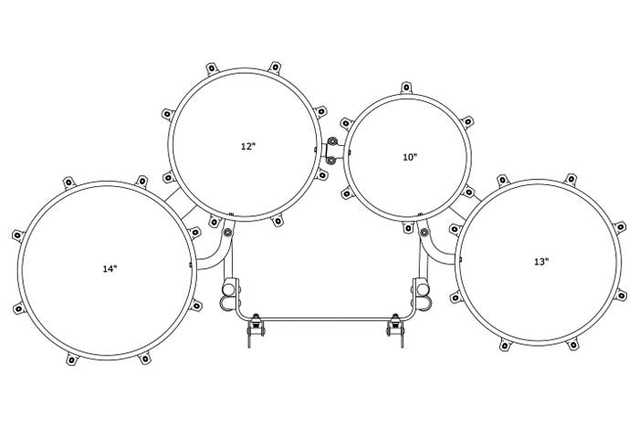 TAMA Fieldstar Rudiment Marching Tenor Drum large quad 10" / 12" / 13" / 14" - Satin Black/Chrom HW