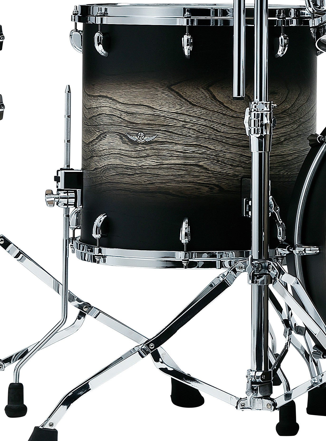 TAMA STAR Walnut Floor Tom 14" x 13" - Satin Black Japanese Sen Burst/Chrom HW