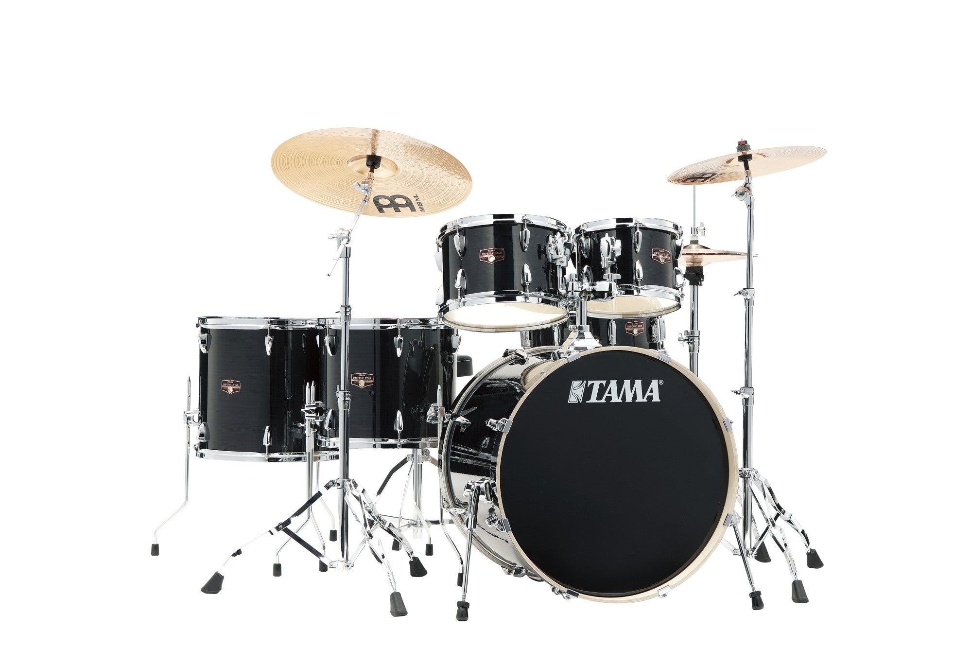 TAMA Imperialstar Drum Set 6 teilig - Hairline Black/Chrom HW + MEINL Cymbals HCS Cymbal Kit/Stage Master Double-Braced Hardware Kit