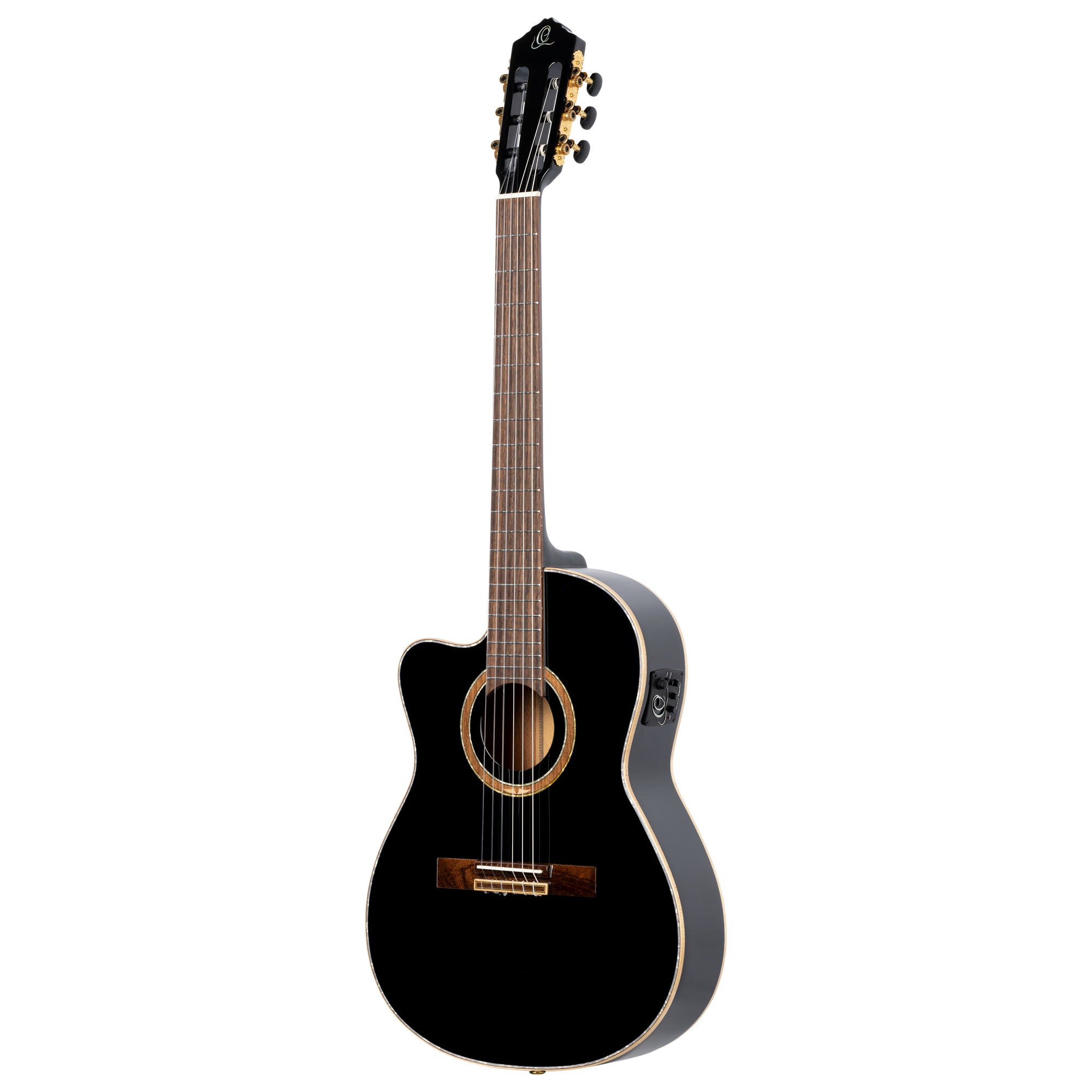 ORTEGA Performer Series 4/4 Thinline Konzertgitarre 6-String Lefty - Black + Gigbag