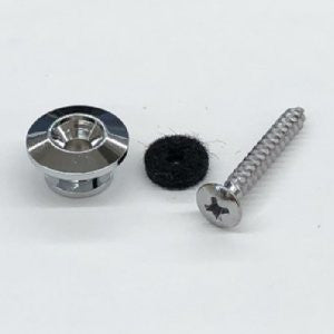 IBANEZ Strap Button Set Chrome Black Felt Washer, Screw 4x30mm, für Akustik/Hollowbody Gitarre