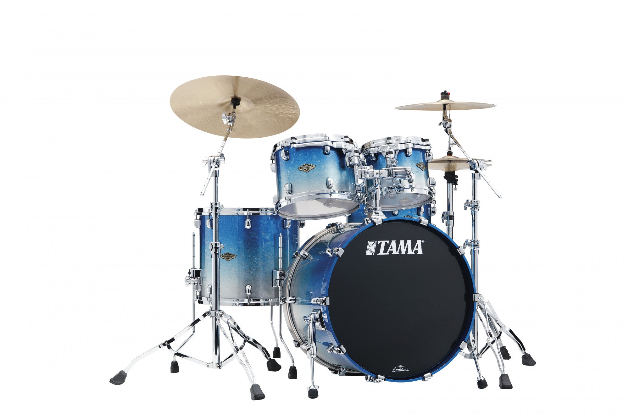 TAMA Starclassic Walnut/Birch Lacquer Shell Kit 4 teilig - Molten Blue Ice Fade/Chrom HW