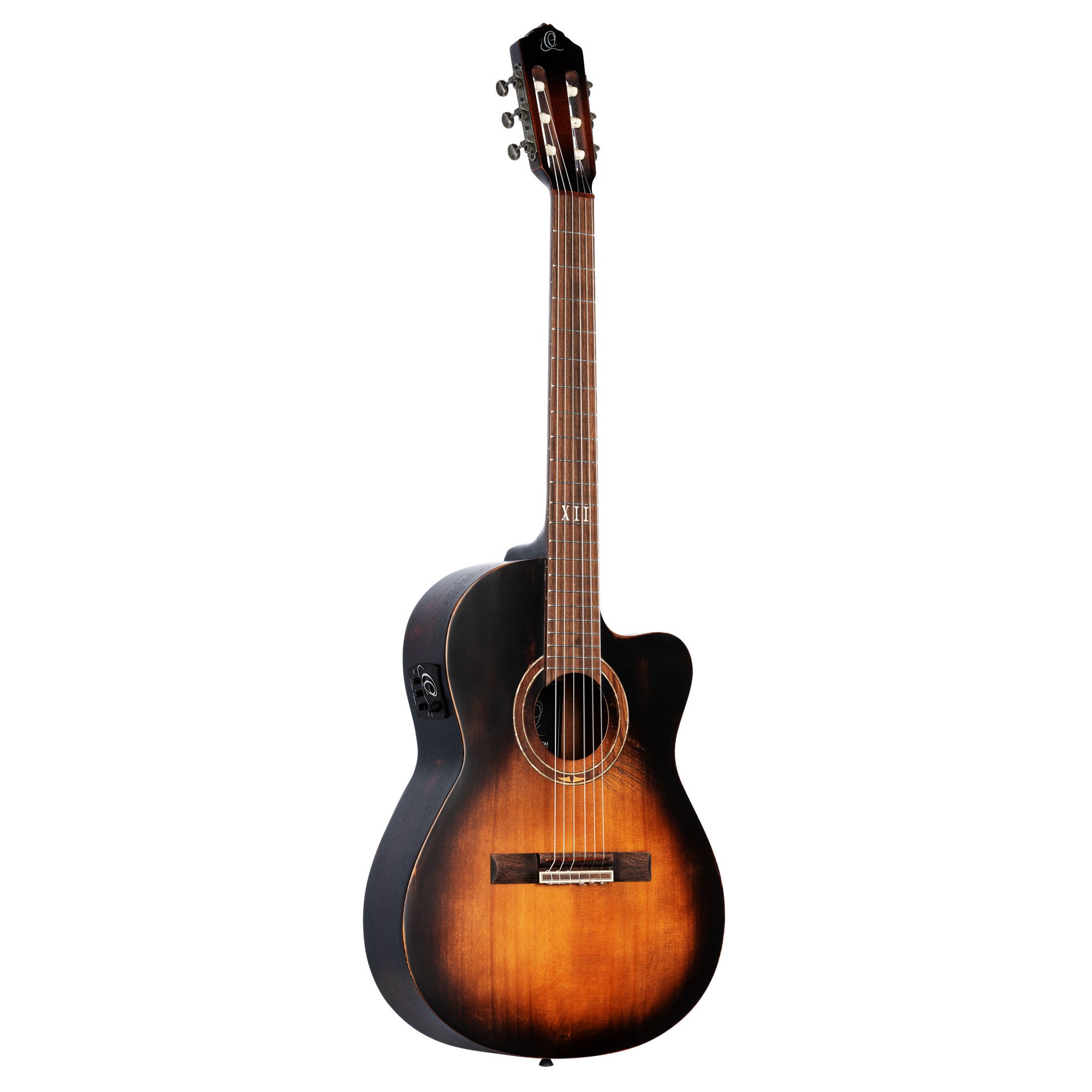 ORTEGA The Private Room 4/4 Konzertgitarre, Thinline 6-String - Distressed Tobacco Burst + Gigbag