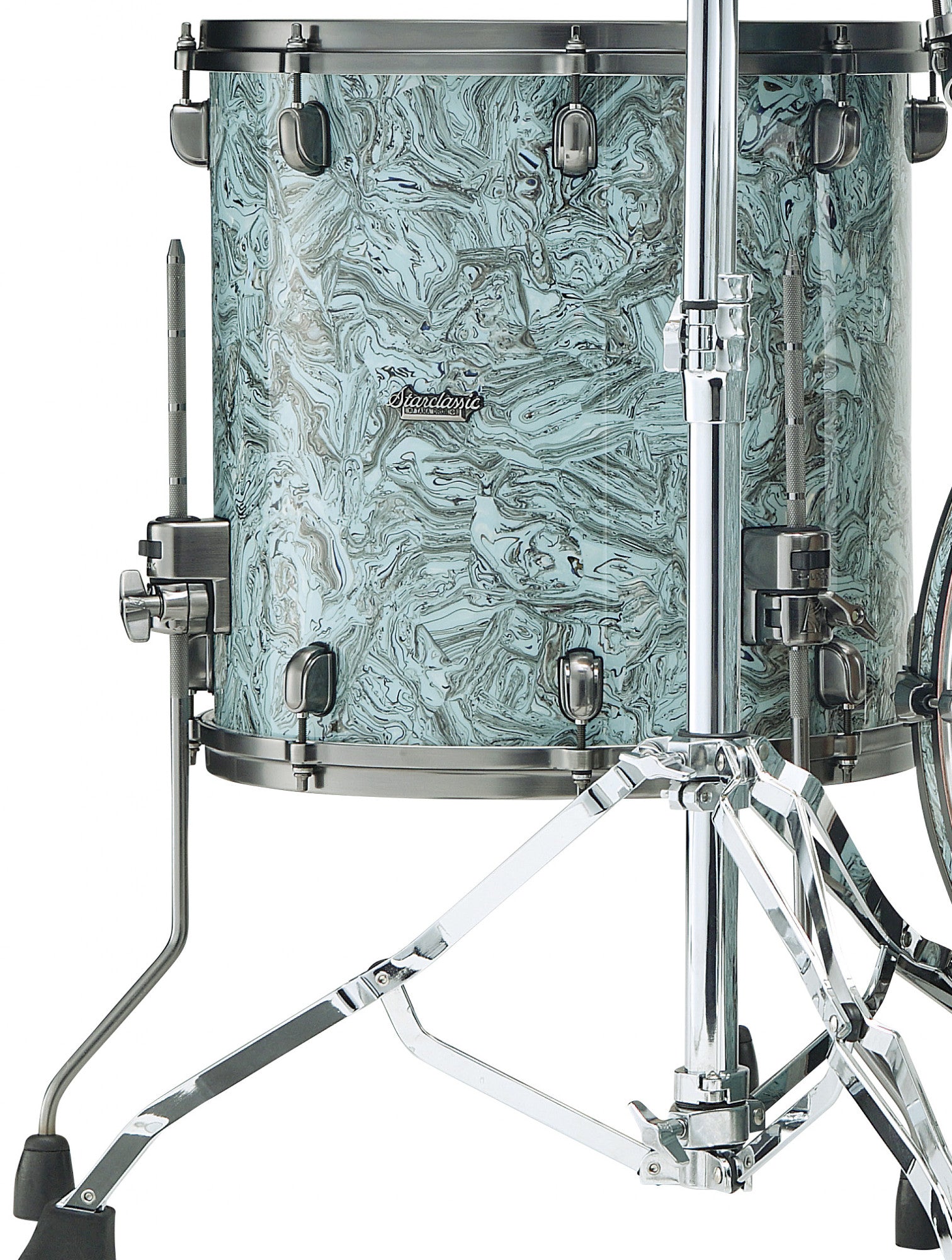 TAMA Starclassic Maple Duracover Wrap Floor Tom 14" x 14" - Sky Blue Swirl/Smoked Black Nickel HW