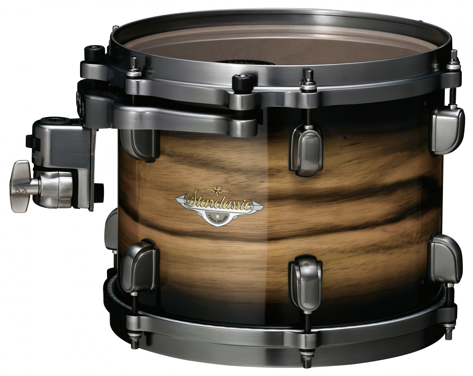 TAMA Starclassic Maple Exotic Rack Tom 10" x 7" - Natural Pacific Walnut Burst/Smoked Black Nickel HW