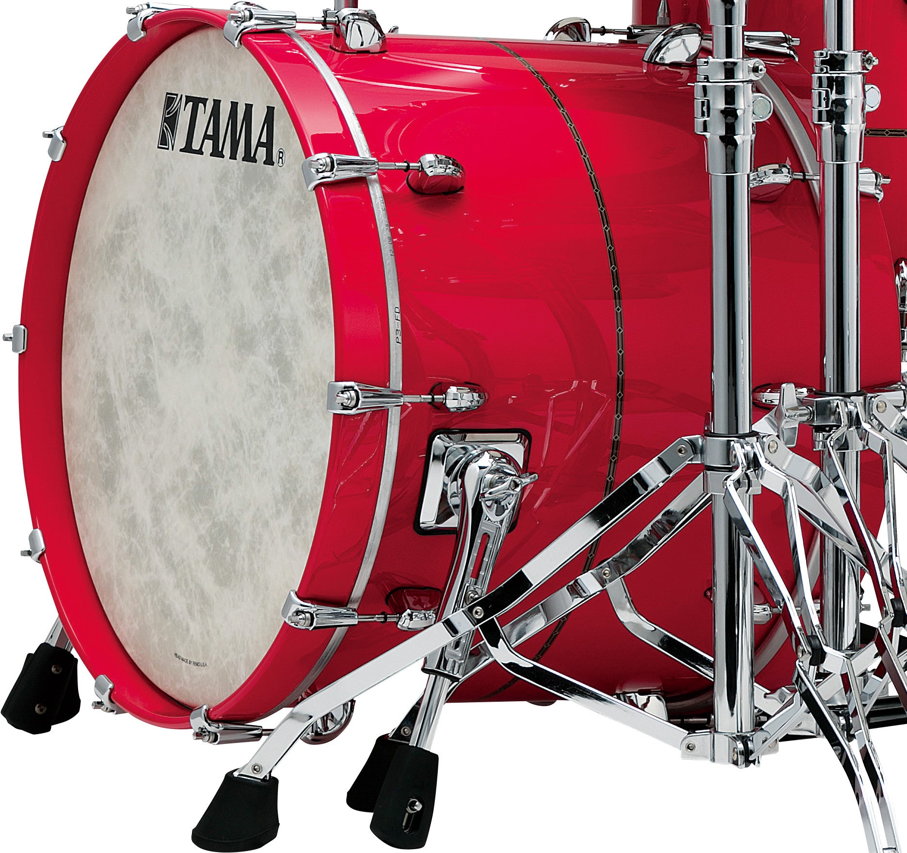 TAMA STAR Maple Bass Drum 24" x 14" - Solid Candy Red/Chrom HW/Drum Hoop Matched mit Inlay (outside)