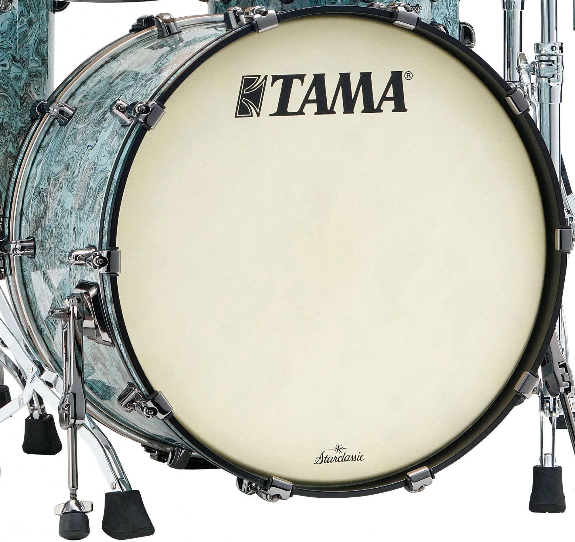 TAMA Starclassic Maple Duracover Wrap Bass Drum 24" x 14" - Sky Blue Swirl/Black Nickel HW/ohne Tom Halter