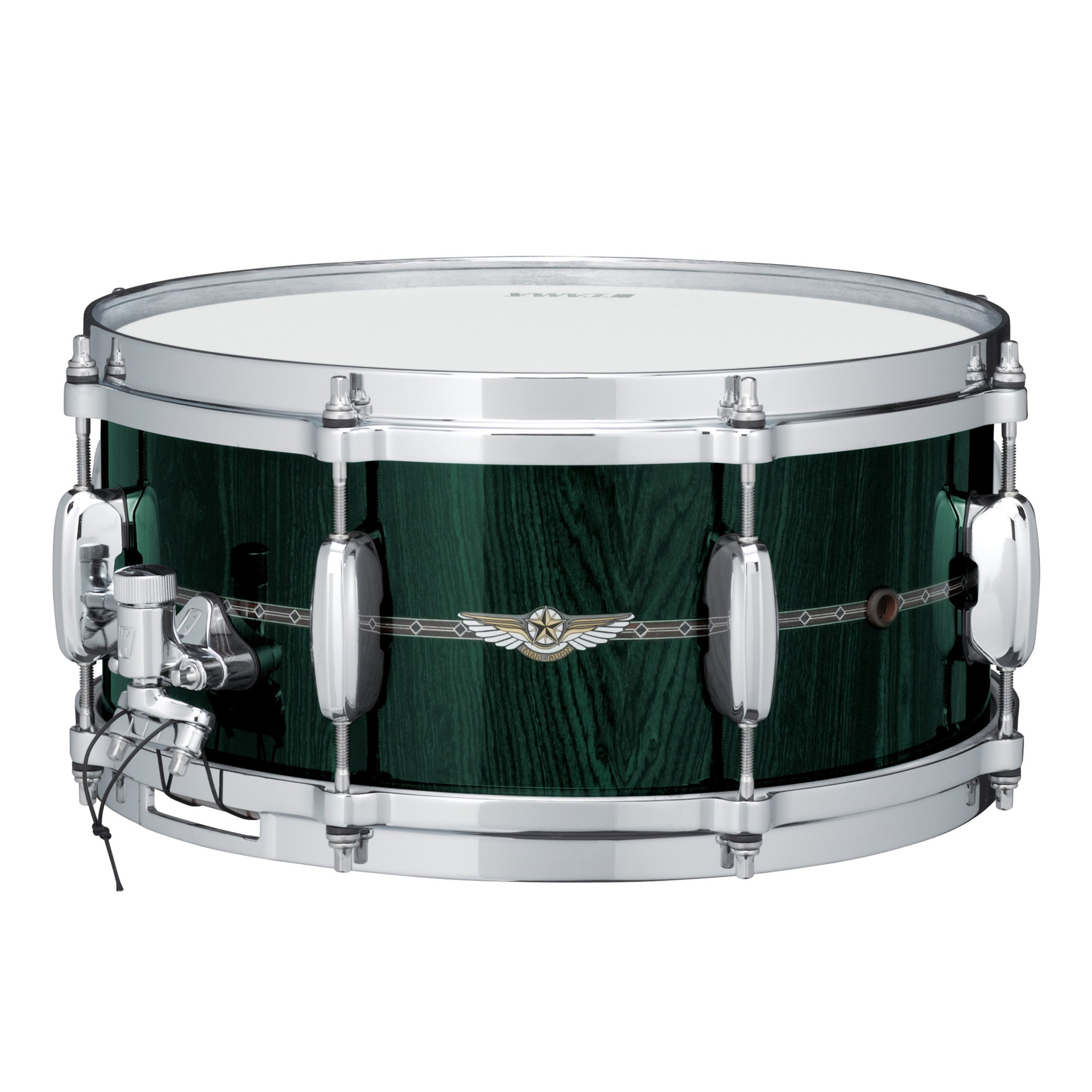 TAMA STAR Bubinga Snaredrum 14" x 8" - Dark Green Cordia/Chrom HW - Outside Inlay