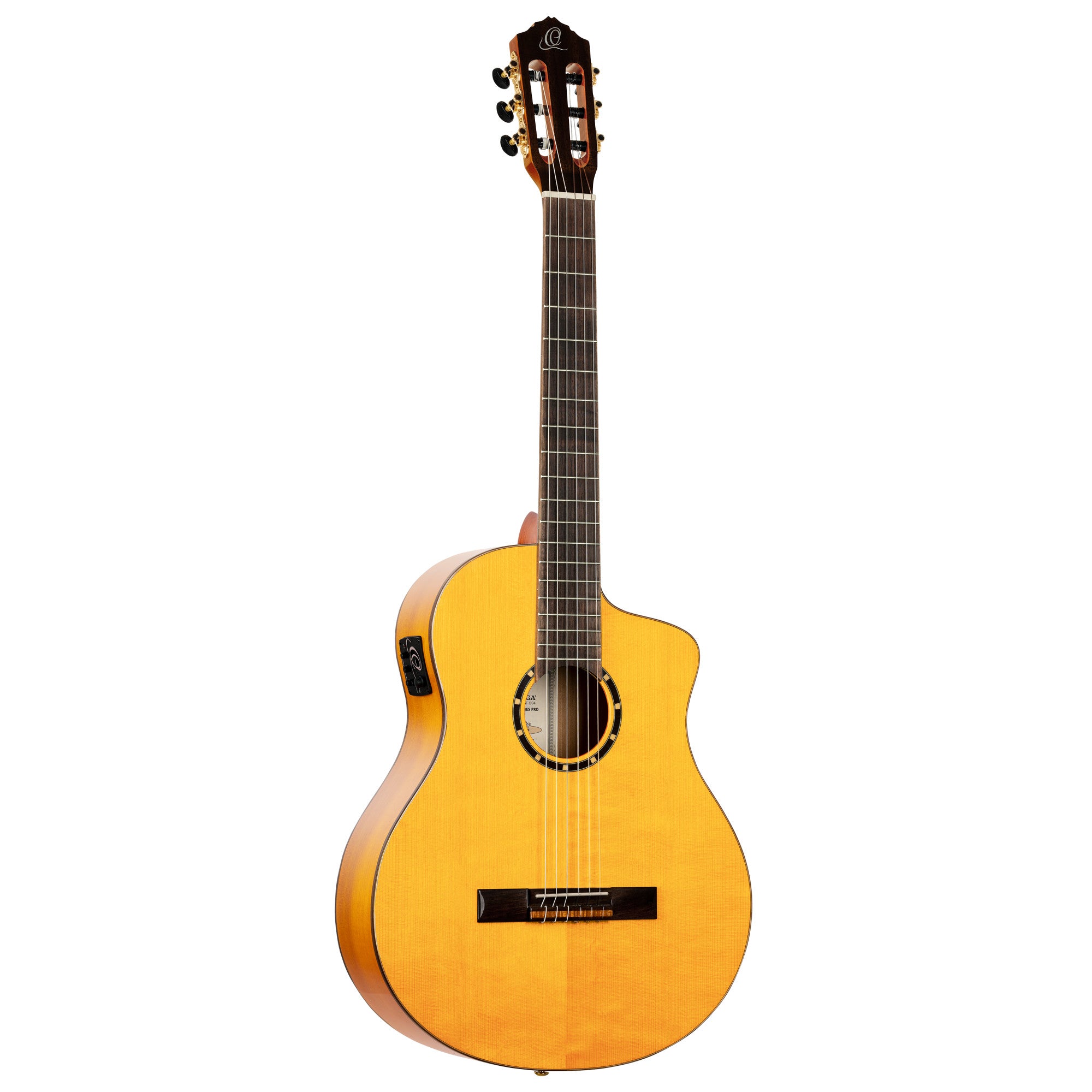 ORTEGA Family Series Pro 4/4 Konzertgitarre 6 String - Massive Fichte / Cypress Gloss Stain Yellow + Bag