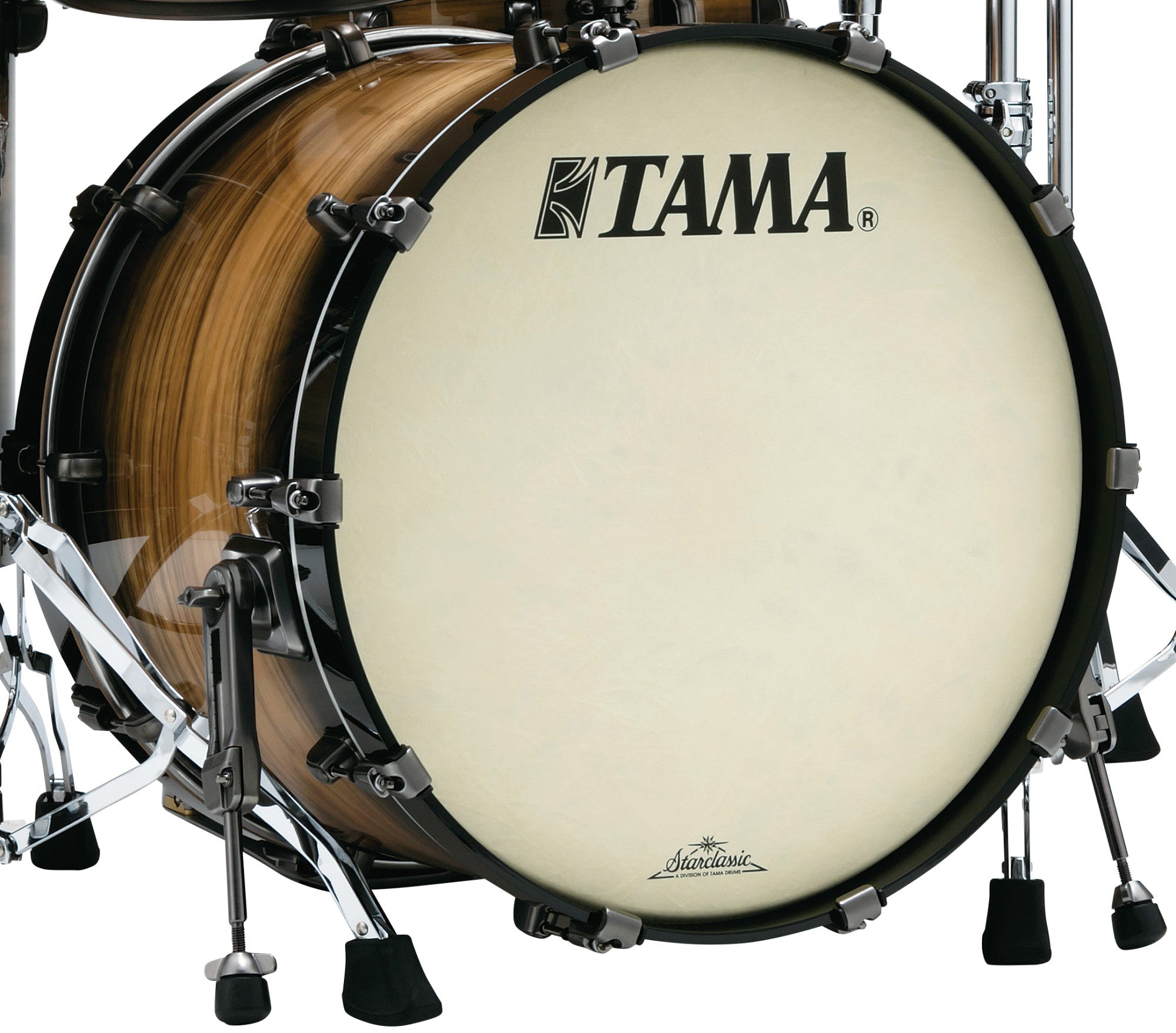TAMA Starclassic Maple Exotic Bass Drum 20" x 14" - Natural Pacific Walnut Burst/Smoked Black Nickel HW/mit Tom Halter