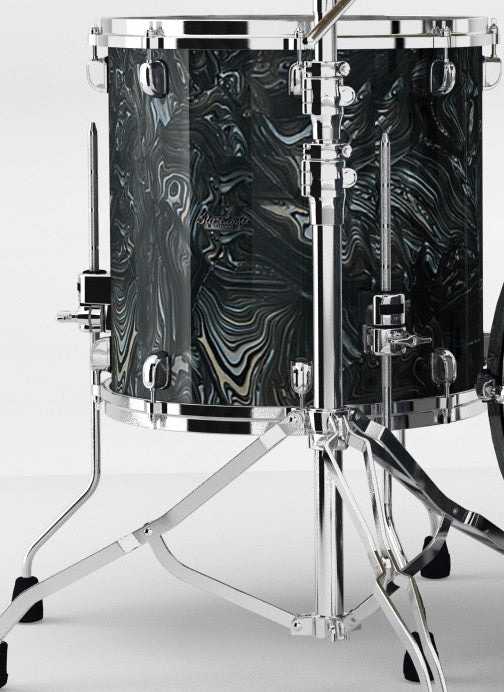 TAMA Starclassic Maple Duracover Wrap Floor Tom 14" x 14" - Charcoal Swirl/Chrom HW