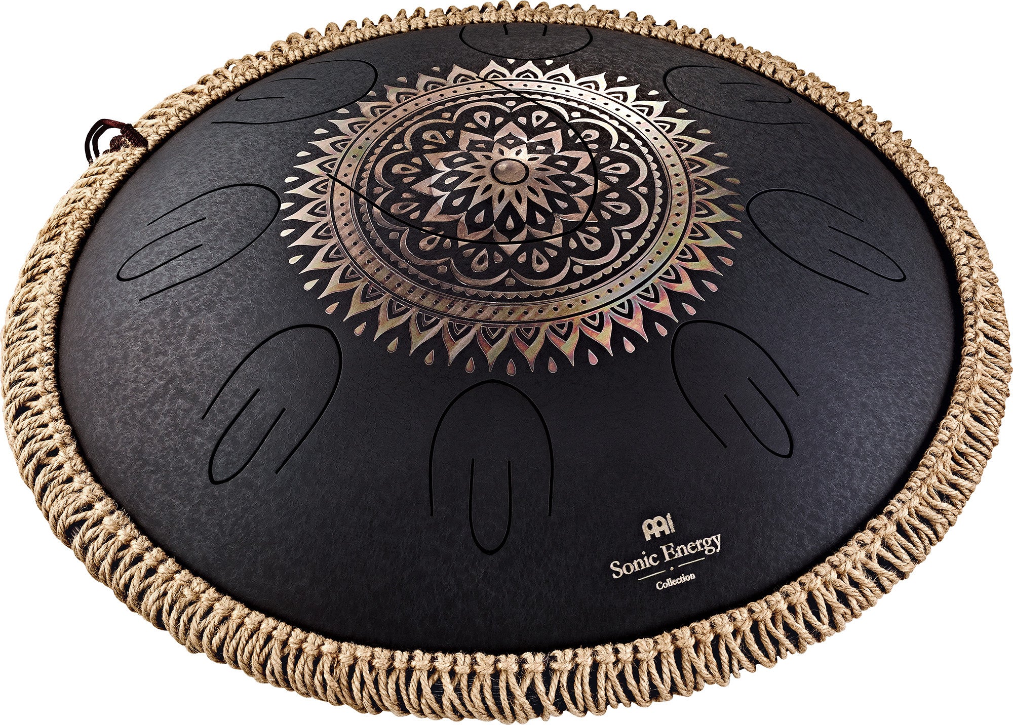 MEINL Sonic Energy Octave Steel Tongue Drum 16" - D Kurd/9 Töne/440 Hz - Gelasertes Blumendesign/schwarz