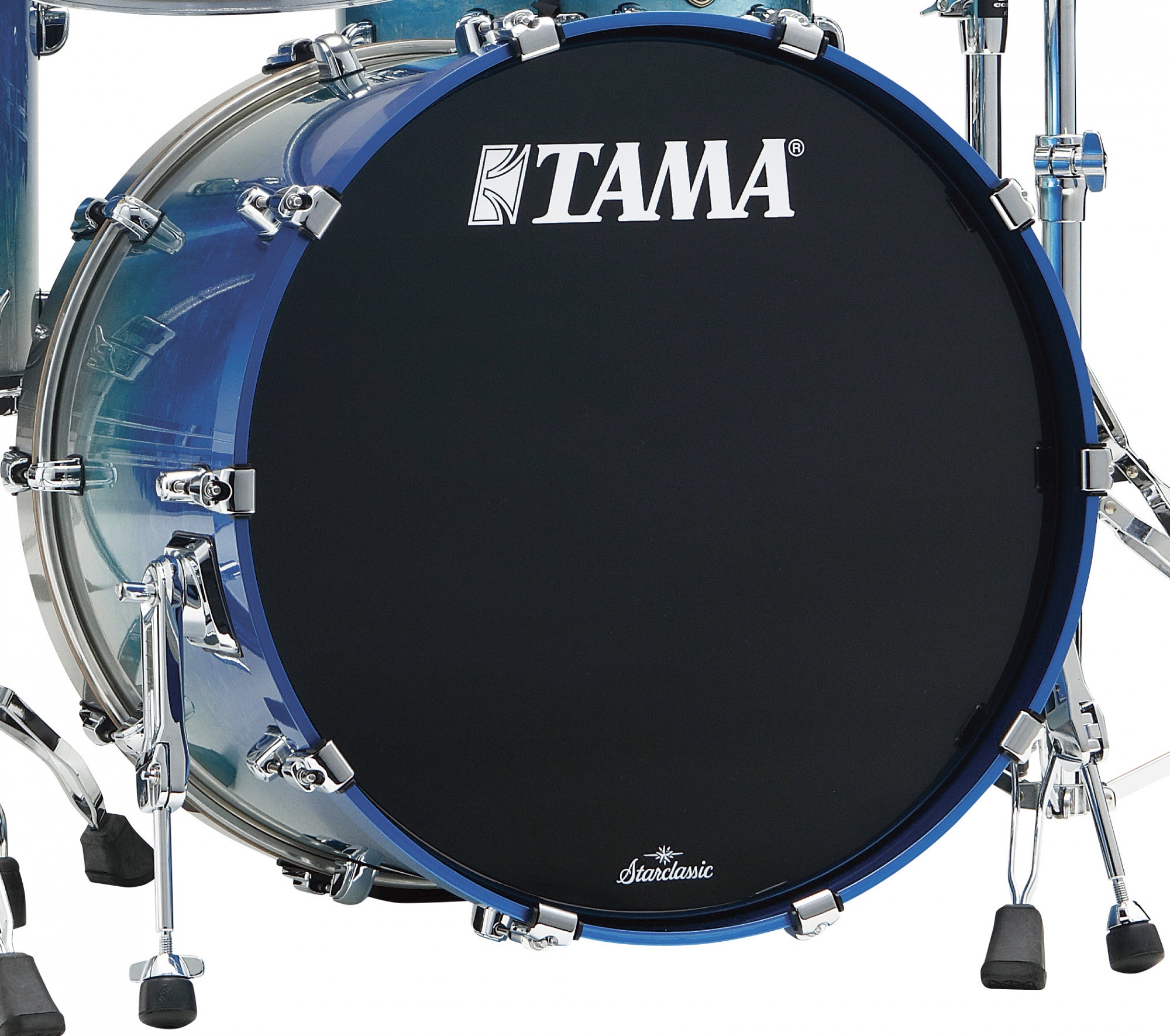 TAMA Starclassic Walnut/Birch Lacquer Bass Drum 20" x 14" - Molten Blue Ice Fade/Chrom HW/mit Tom Halter