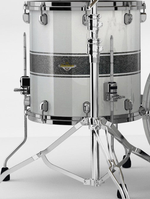 TAMA Starclassic Maple Lacquer Floor Tom 16" x 14" - Silver Snow Racing Stripe/Black Nickel HW