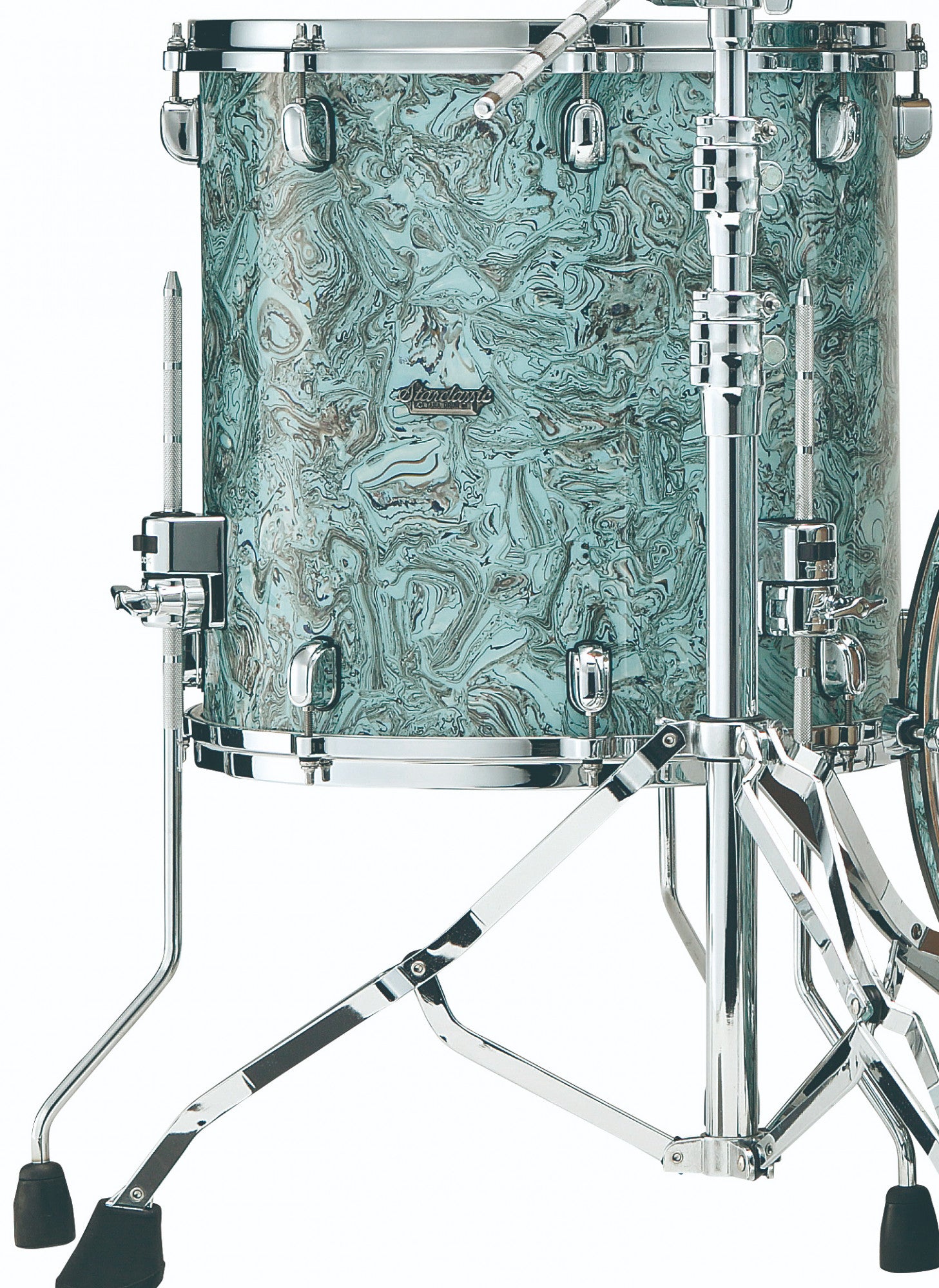 TAMA Starclassic Maple Duracover Wrap Floor Tom 14" x 12" - Sky Blue Swirl/Chrom HW