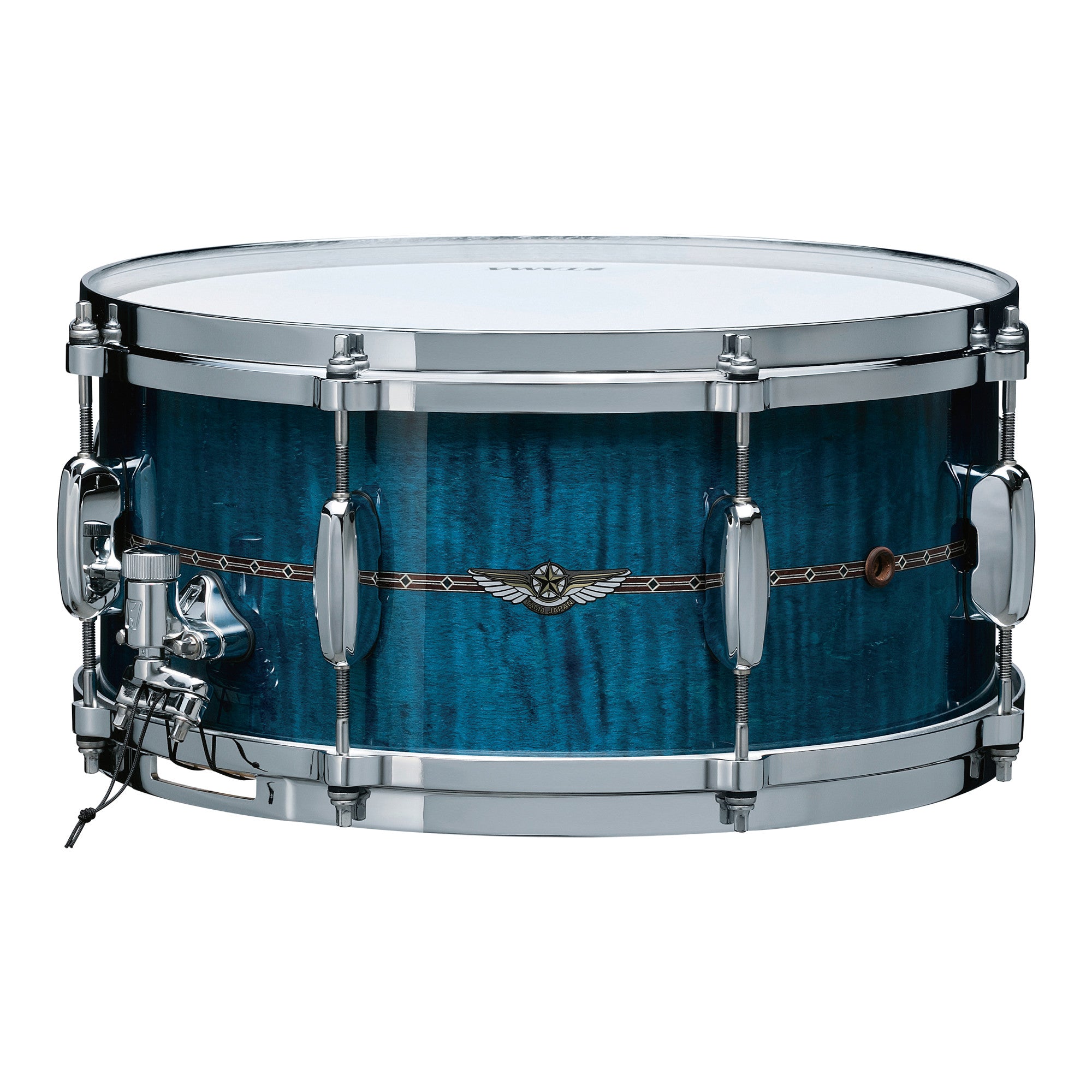 TAMA STAR Maple Snaredrum 14" x 5,5" - Ocean Blue Curly Maple/Chrom HW - Outside Inlay