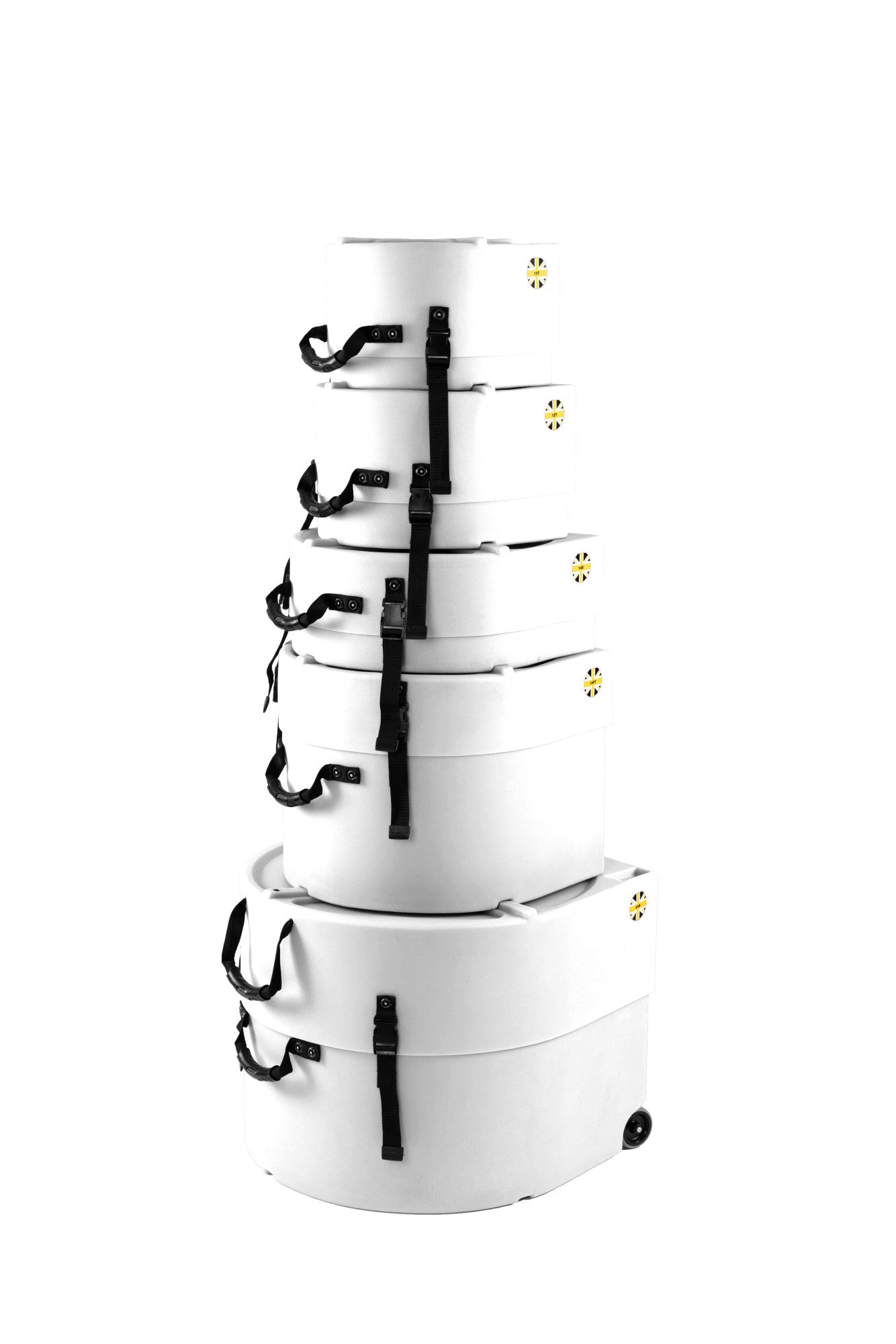 HARDCASE Rock/Fusion Case Set 6 - 22“ Bass Drum, 10“ Tom, 12“ Tom, 14“ Floor Tom, 16“ Floor Tom, 14“ Snare Drum - White / Schaumstoffpads