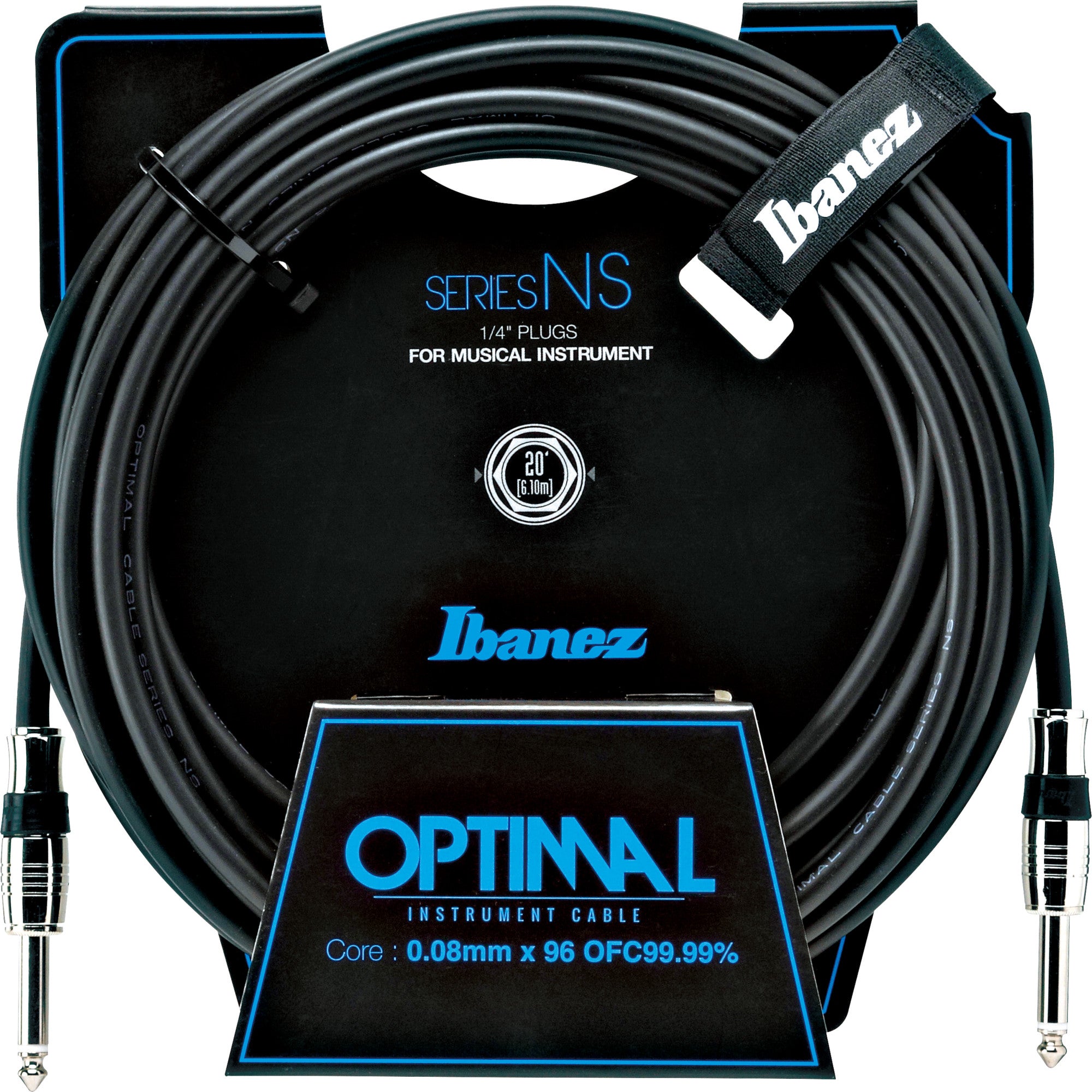 IBANEZ NS Serie Instrumentenkabel - Gerade / Gerade - Klinke - Klinke, Schwarz - 6,10 m / 20 ft