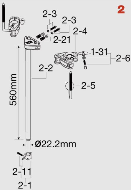 TAMA Zentralrohr Baugruppe für HTW109