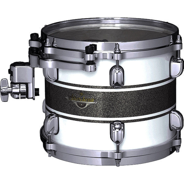 TAMA Starclassic Maple Lacquer Rack Tom 8" x 6" - Silver Snow Racing Stripe/Black Nickel HW