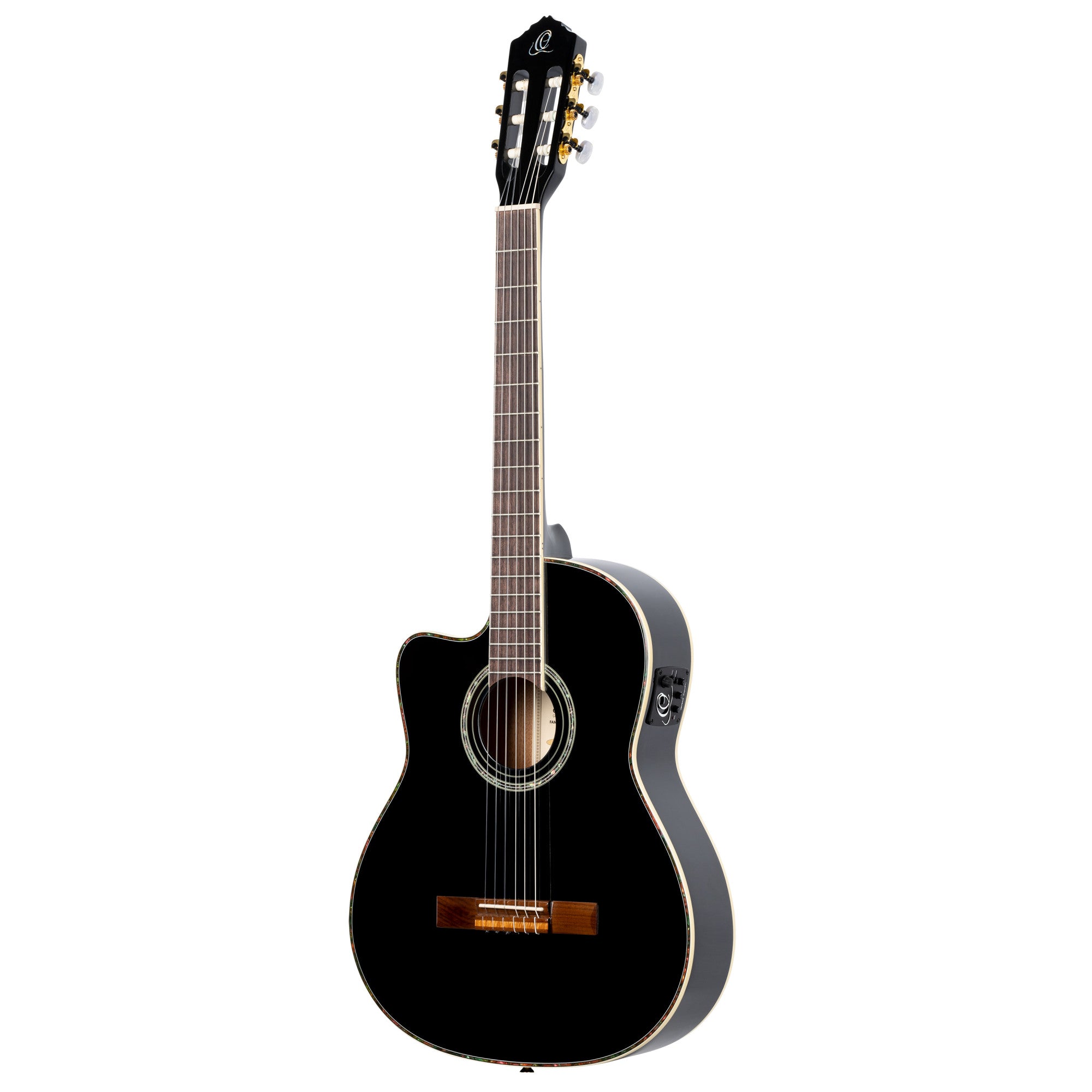 ORTEGA Family Series Pro 4/4 Konzertgitarre Schmaler Hals/Dünner Korpus - schwarz + Bag