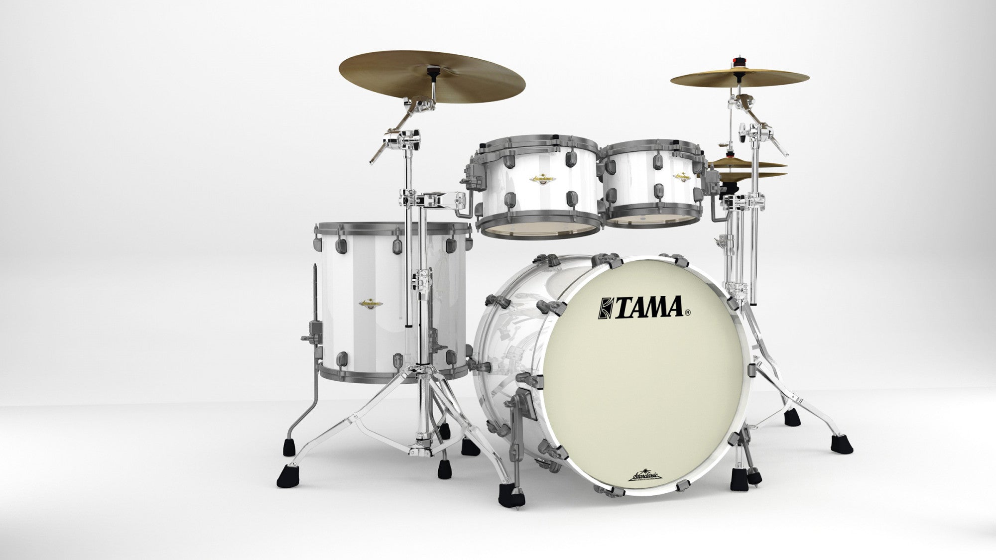 TAMA Starclassic Maple Lacquer Shell Kit 4 teilig -  Piano White/Smoked Black Nickel HW