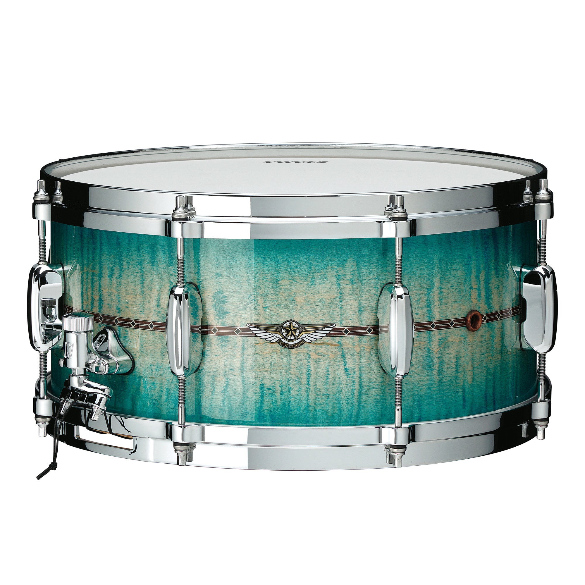 TAMA STAR Maple Snaredrum 13" x 6" - Emerald Sea Curly Maple/Chrome HW - Outside Inlay