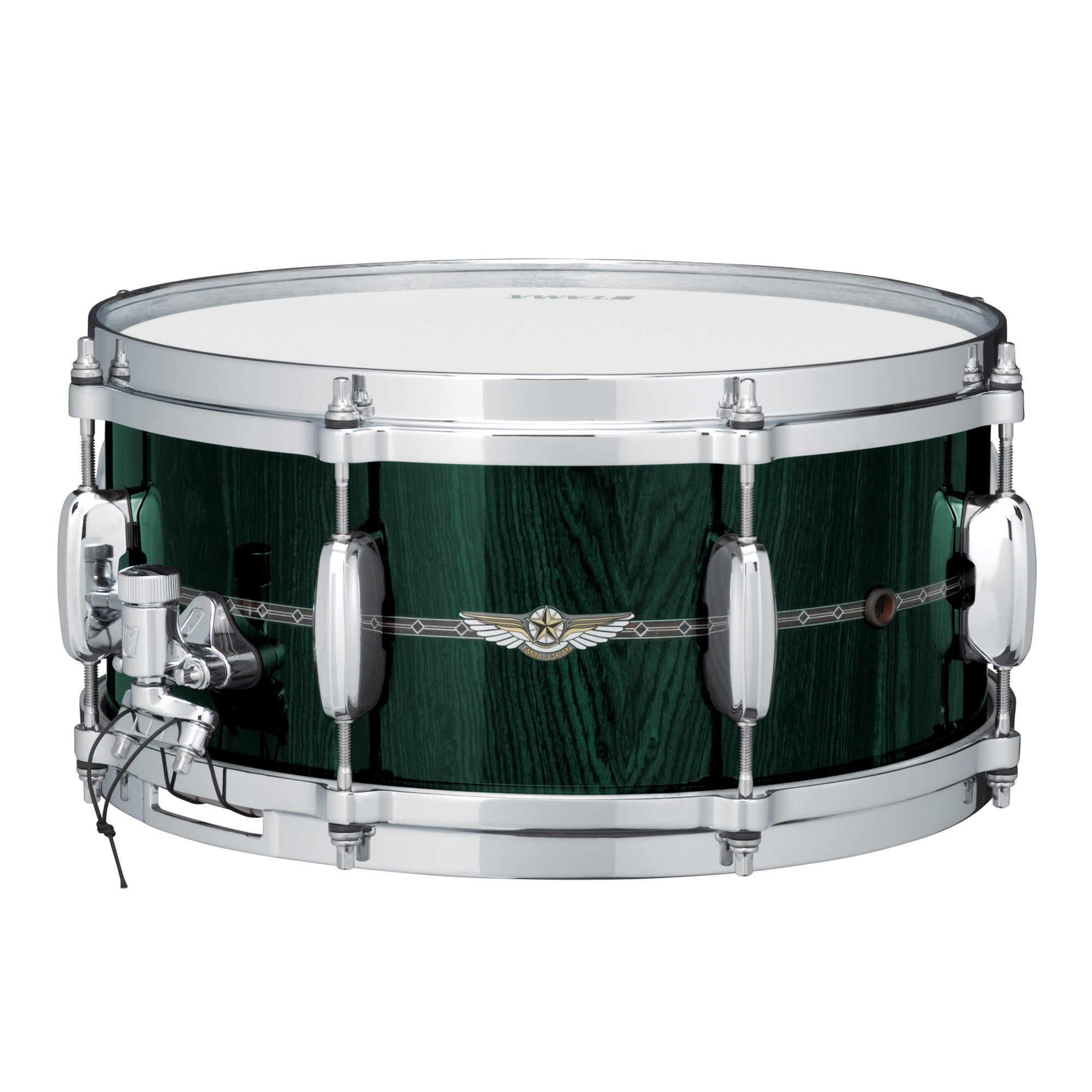 TAMA STAR Bubinga Snaredrum 13" x 6" - Dark Green Cordia/Chrome HW - Outside Inlay
