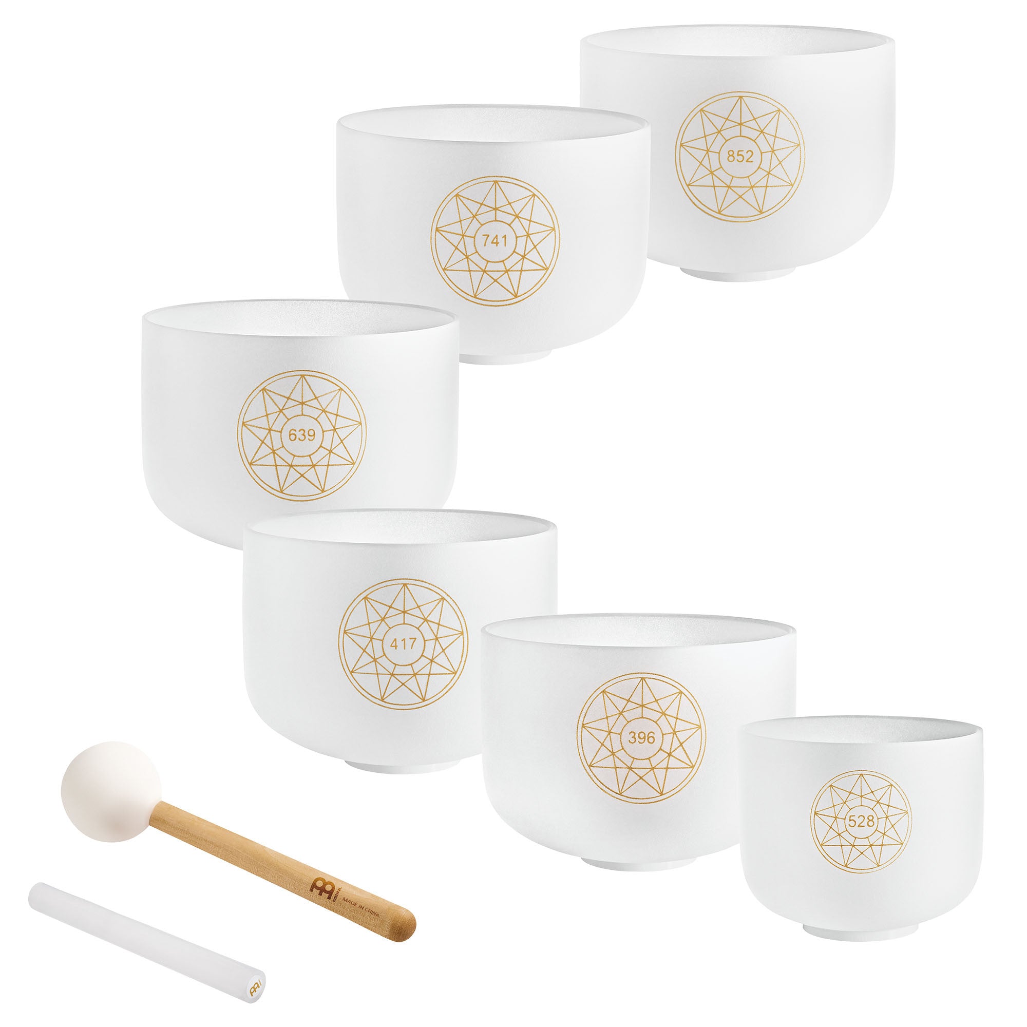 MEINL Sonic Energy Solfeggio Kristallklangschalen Set 6 teilig - Ut 396 Hz/Re 417 Hz/Mi 528 Hz/Fa 639 Hz/Sol 741 Hz/La 852 Hz