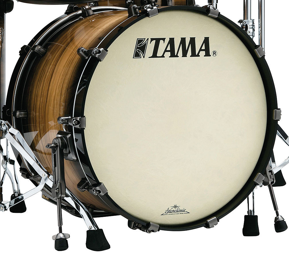 TAMA Starclassic Maple Exotic Bass Drum 22" x 18" - Natural Pacific Walnut Burst/Black Nickel HW/mit Tom Halter