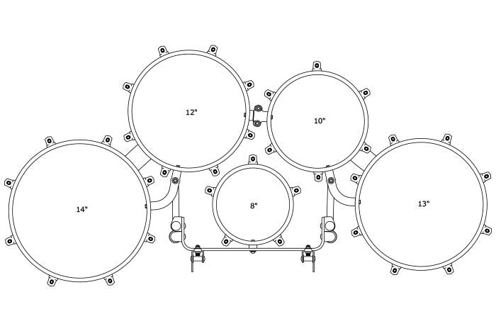 TAMA Fieldstar Freedom Marching Tenor Drum large quint 8" / 10" / 12" / 13" / 14" - Transparent Black Fade/Chrom HW