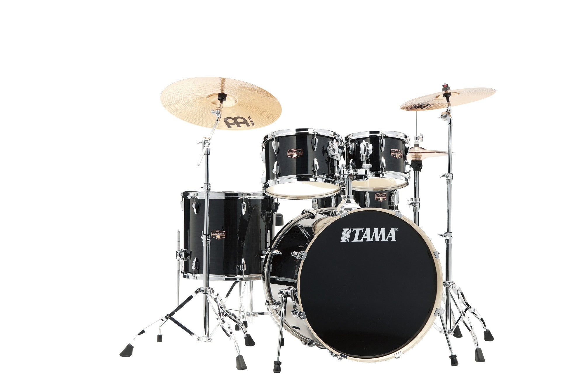 TAMA Imperialstar Drum Set 5 teilig - Hairline Black/Chrom HW + MEINL Cymbals HCS Cymbal Kit/Stage Master Double-Braced Hardware Kit