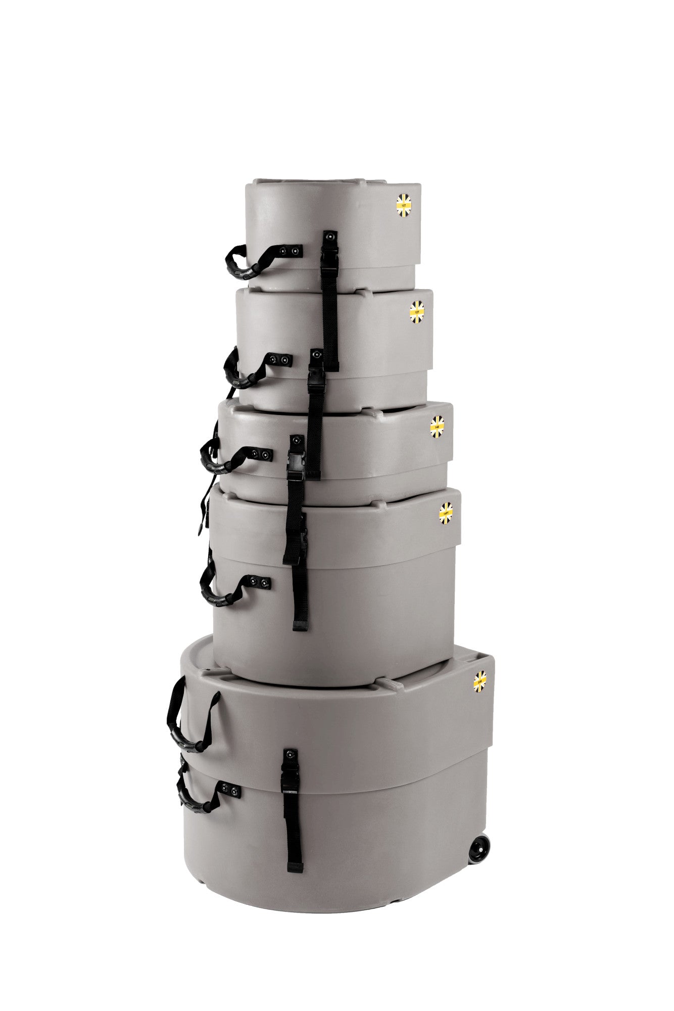 HARDCASE Rock/Fusion Case Set- 22“ Bass Drum, 10“ Tom, 12“ Tom, 14“ Floor Tom, 16“ Floor Tom, 14“ Snare Drum - Granite / komplett gepolstert